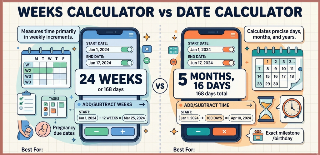 Weeks Calculator vs Date Calculator