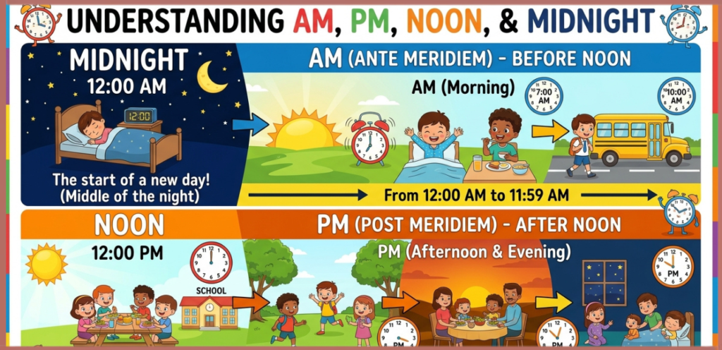 Understanding AM, PM, Noon,