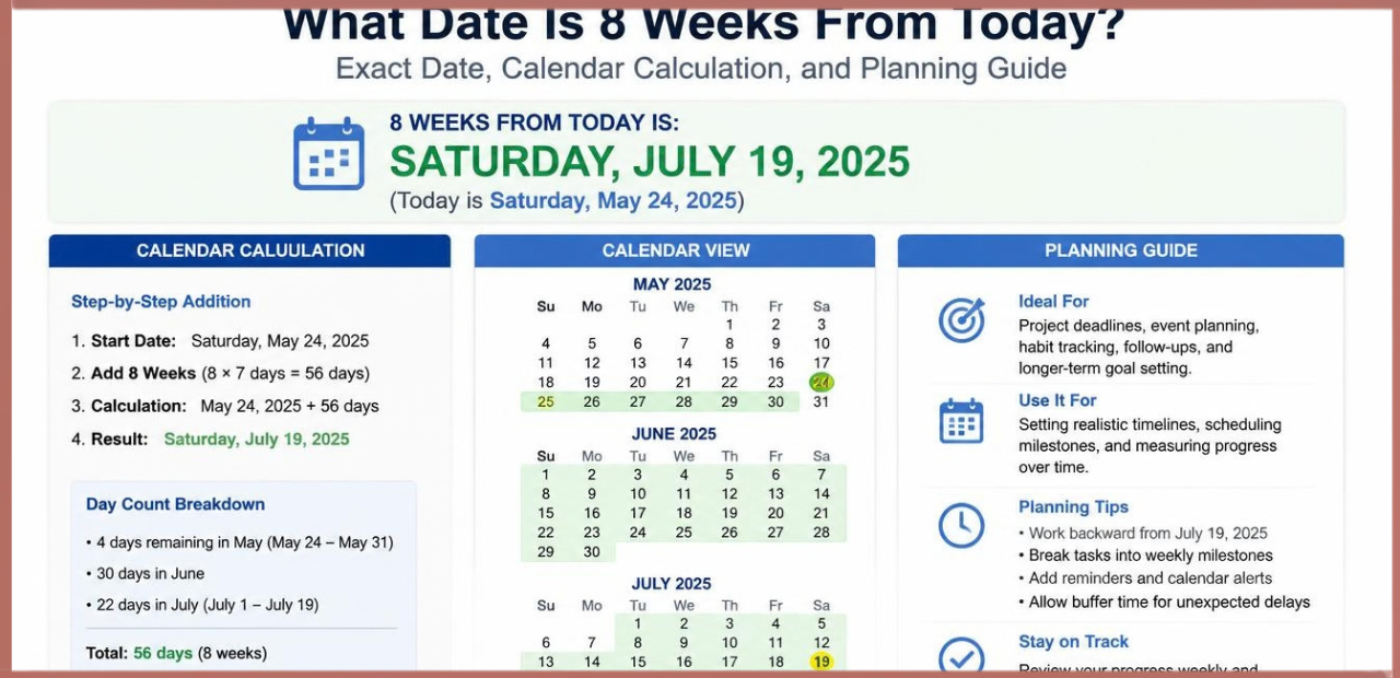 What Date Is 8 Weeks From Today?