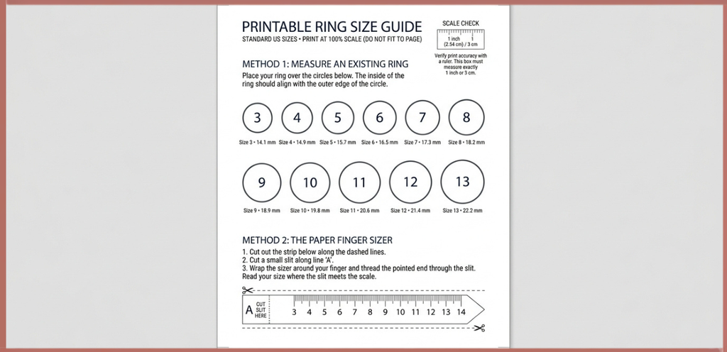 Printable Ring Size Guide
